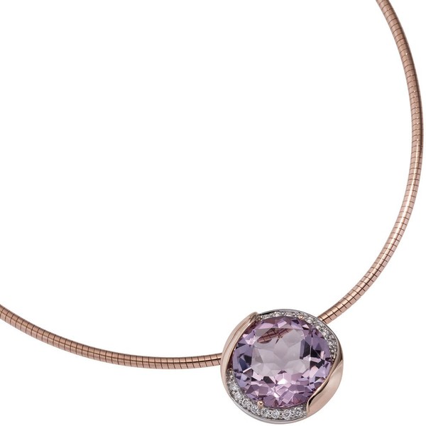 Anhänger Amethyst und 16 Brillanten 585 Rotgold