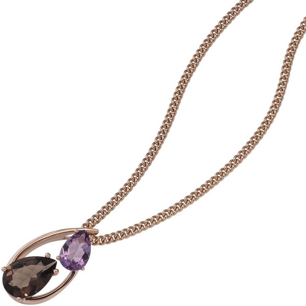 Anhänger Rauchquarz und Amethyst 585 Rotgold