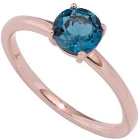 Solitär Ring Damenring mit Blautopas Topas London blue 585 Gold Rotgold Damen