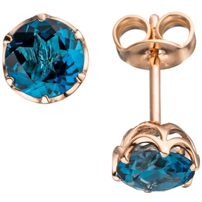 Paar Ohrstecker Blautopase London blue facett 585 Gold Rotgold Ohrschmuck Paar Ohrstecker Blautopase London blue facett 585 Gold Rotgold Ohrschmuck