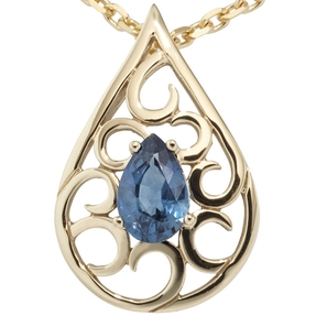 Anhänger Tropfen mit Safir Saphir balu 585 Gold Gelbgold Halsschmuck Damen