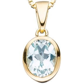 Anhänger ovaler Blautopas Topas facett. hellblau 333 Gold Gelbgold Goldanhänger