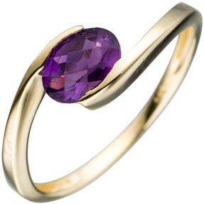 Ring Damenring Goldring mit Amethyst violett lila oval 333 Gold Gelbgold Damen Ring Damenring Goldring mit Amethyst violett lila oval 333 Gold Gelbgold Damen