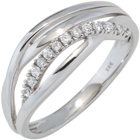 Ring Goldring Damenring mit weißen Zirkonia 333 Gold Weißgold Damen