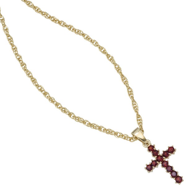 Anhänger Kreuz mit Granat 333 Gelbgold