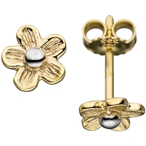 Ohrstecker Blume Blümchen aus 333 Gold Gelbgold Kinder Ohrringe Ohrschmuck