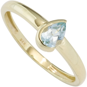 Ring Damenring mit Blautopas Topas hellblau Tropfen 333 Gold Gelbgold Goldring