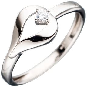 Ring Damenring Goldring Tropfen mit Zirkonia weiß 333 Gold Weißgold Damen