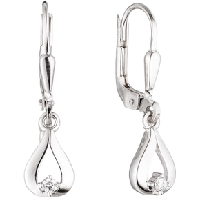 Paar Ohrringe Ohrhänger Boutons Tropfen mit Zirkonia weiß 333 Gold Weißgold Paar Ohrringe Ohrhänger Boutons Tropfen mit Zirkonia weiß 333 Gold Weißgold