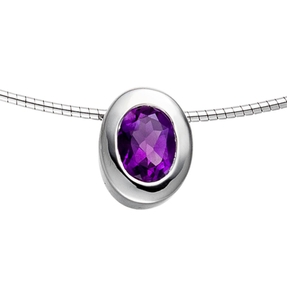 Anhänger mit Amethyst violett lila oval facettiert 925 Silber Halsschmuck Damen