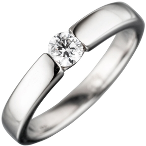 Solitär Ring Damenring weiße Zirkonia 925 Sterlingsilber rhodiniert Silberring