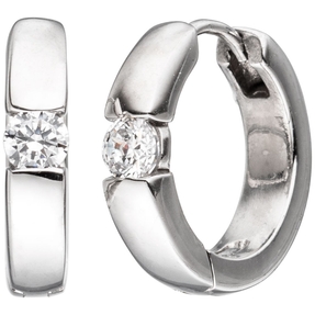 Paar Solitär Creolen 15,6mm Ohrringe weiße Zirkonia 925 Sterlingsilber Damen Paar Solitär Creolen 15,6mm Ohrringe weiße Zirkonia 925 Sterlingsilber Damen