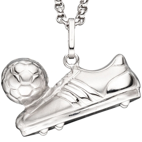 Anhänger Fußballschuh mit Ball 925 Silber teilmattiert Silberanhänger Kinder