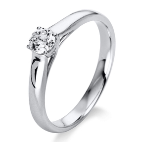 Solitaire Ring aus 585 Gold Weißgold Brillant 0,31ct TW-SI B:2,8mm 4er-Krappe