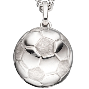 Anhänger Fußball aus 925 Silber glänzend teilmattiert Halsschmuck für Kinder