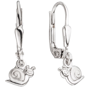 Paar Boutons Ohrringe Ohrhänger Schneckchen 925 Silber glänzend teilmatt Kinder