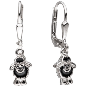 Ohrringe Ohrhänger Boutons schwarze Schäfchen 925 Silber Lackeinlagen Kinder Ohrringe Ohrhänger Boutons schwarze Schäfchen 925 Silber Lackeinlagen Kinder