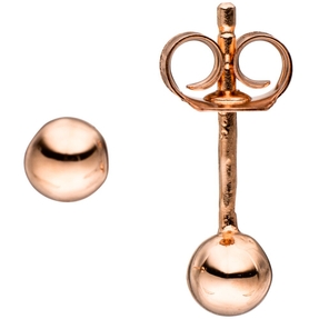Paar Ohrstecker Ohrschmuck kleine Kugel 4mm glänzend 925 Silber rotgoldvergoldet