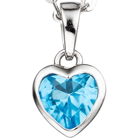 Anhänger Herz Herzchen mit Kristall blau hellblau 925 Silber Halsschmuck Kinder Anhänger Herz Herzchen mit Kristall blau hellblau 925 Silber Halsschmuck Kinder
