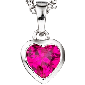 Anhänger Herz Herzchen mit pink-rot Zirkonia aus 925 Silber Halsschmuck Kinder