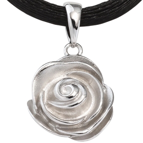 Anhänger Rose aus 925 Silber rhodiniert teilmattiert Silberanhänger Damen