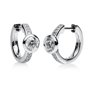 Creolen aus 585 Weißgold 16 Brillanten 0,1ct TW-SI 2 Brillanten 1ct TW-SI 19x1,7mm Creolen aus 585 Weißgold 16 Brillanten 0,1ct TW-SI 2 Brillanten 1ct TW-SI 19x1,7mm