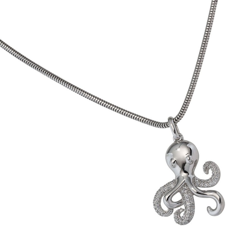 Anhänger Krake mit Zirkonia 925 Silber Kinder