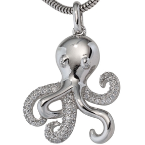 Anhänger Krake Octopus mit Zirkonia weiß 925 Silber Sterlingsilber Kinder Anhänger Krake Octopus mit Zirkonia weiß 925 Silber Sterlingsilber Kinder