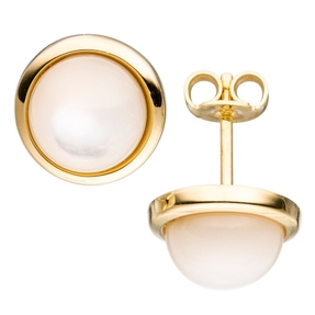Paar Ohrstecker Perlmutt-Steine 10,4mm Halbkugel 585 Gold Gelbgold Ohrschmuck Paar Ohrstecker Perlmutt-Steine 10,4mm Halbkugel 585 Gold Gelbgold Ohrschmuck