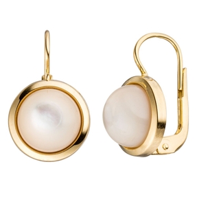 Ohrringe Boutons Ohrhänger mit Perlmutt Halbkugel 333 Gold Gelbgold Damen Ohrringe Boutons Ohrhänger mit Perlmutt Halbkugel 333 Gold Gelbgold Damen