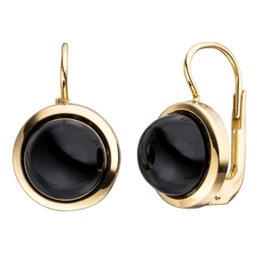 Ohrringe Boutons Ohrhänger mit Onyx schwarz Halbkugel 333 Gold Gelbgold Ohrringe Boutons Ohrhänger mit Onyx schwarz Halbkugel 333 Gold Gelbgold