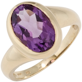Ring Damenring Goldring Amethyst violett lila oval facettiert 585 Gold Gelbgold