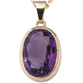 Anhänger mit Amethyst violett lila oval facettiert 585 Gold Gelbgold Damen