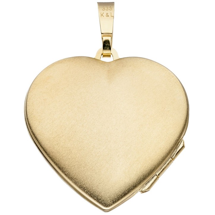 Medaillon Herz für 2 Fotos 333 Gelbgold