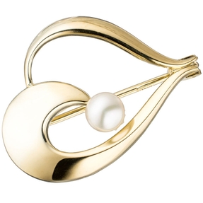 Brosche Perlenbrosche Goldbrosche mit Süßwasser-Zuchtperle weiß 585 Gelbgold Brosche Perlenbrosche Goldbrosche mit Süßwasser-Zuchtperle weiß 585 Gelbgold
