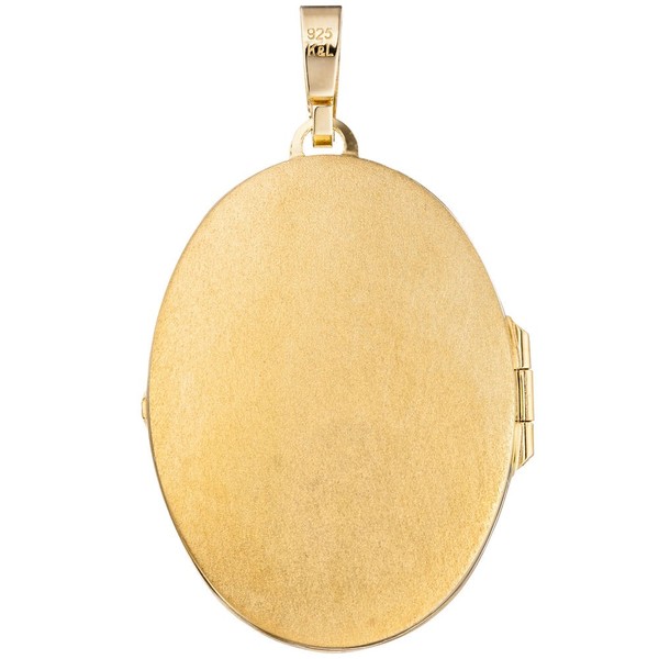 Medaillon für 2 Fotos oval mit Muster 925 Silber