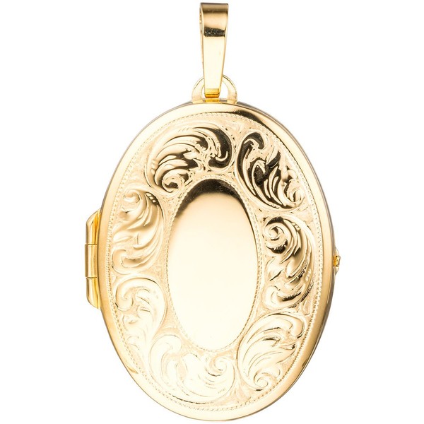 Medaillon für 2 Fotos oval mit Muster 925 Silber