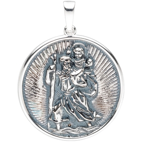 Amulett Anhänger Schutzpatron Christopherus rund aus 925 Silber teilgeschwärzt