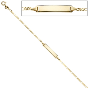 Schildband Figarokette Schildarmband für Gravur ID 333 Gelbgold 16,5-18,5cm Schildband Figarokette Schildarmband für Gravur ID 333 Gelbgold 16,5-18,5cm