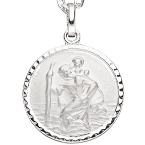 Amulett Anhänger Schutzpatron Christopherus rund 925 Silber teilmattiert Unisex