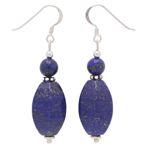 Ohrringe Ohrhänger aus echtem Lapis-Lazuli & 925 Silber blau Ohrschmuck Damen