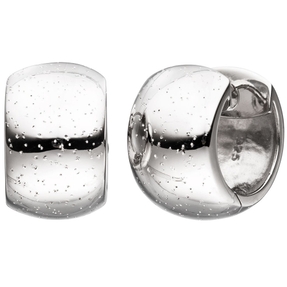 Paar Creolen 17,3mm Ohrringe mit Glitzereffekt 925 Silber Silberohrringe breit
