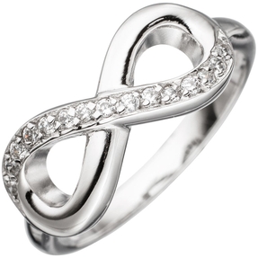 Ring Damenring Unendlichkeit 925 Sterling Silber rhodiniert mit Zirkonia weiß Ring Damenring Unendlichkeit 925 Sterling Silber rhodiniert mit Zirkonia weiß