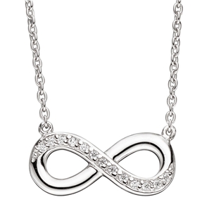 Collier Unendlichkeit Halskette mit Anhänger 925 Silber mit Zirkonia 41 cm