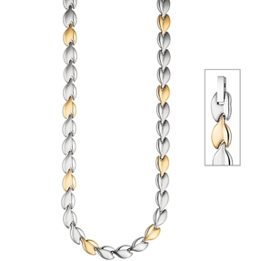 8,4mm Kette Collier Halskette aus Edelstahl teilmattiert Gold-Silber-Farbe 45cm