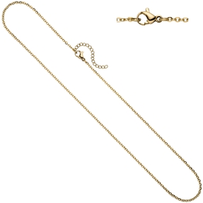 1,9mm Rundankerkette Kette Halskette Collier aus Edelstahl in Goldfarbe 46cm