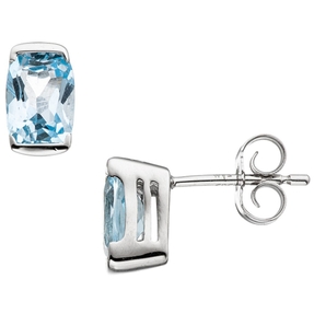 Ohrstecker mit Blautopas blau hellblau rechteckig 585 Gold Weißgold Ohrschmuck Ohrstecker mit Blautopas blau hellblau rechteckig 585 Gold Weißgold Ohrschmuck