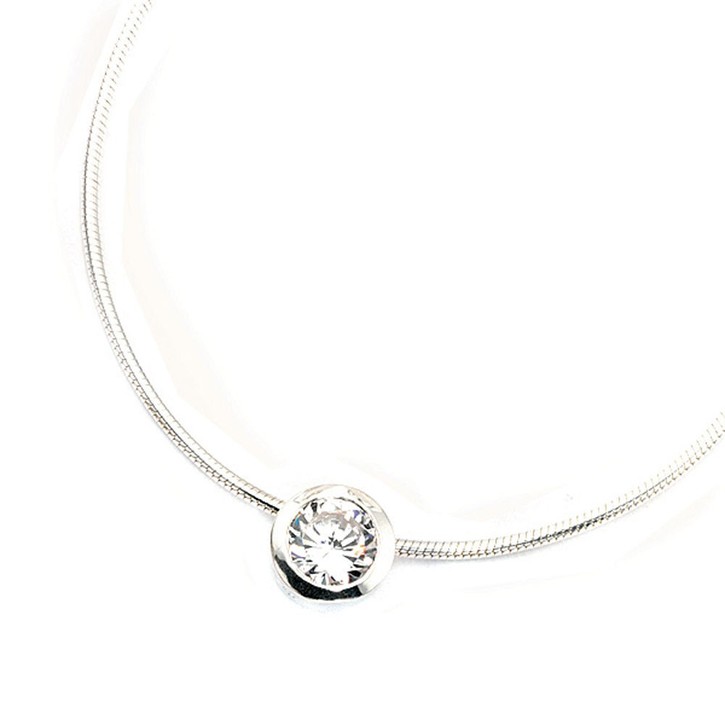 Solitär Anhänger mit Zirkonia weiß rund 925 Silber