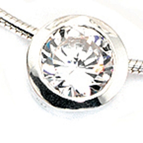 Solitär Anhänger mit Zirkonia weiß rund 925 Silber Halsschmuck für Damen