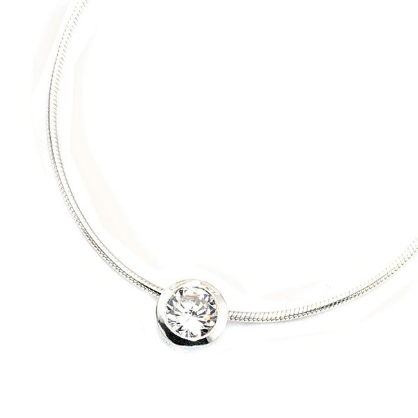 Solitär Anhänger mit Zirkonia weiß rund 925 Silber